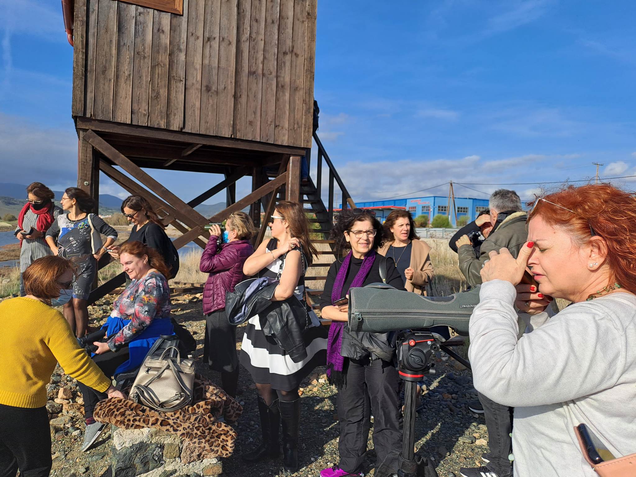 Επισκέπτες καθηγητές στη Λέσβο  Παρατήρηση πουλιών στους υγροτόπους