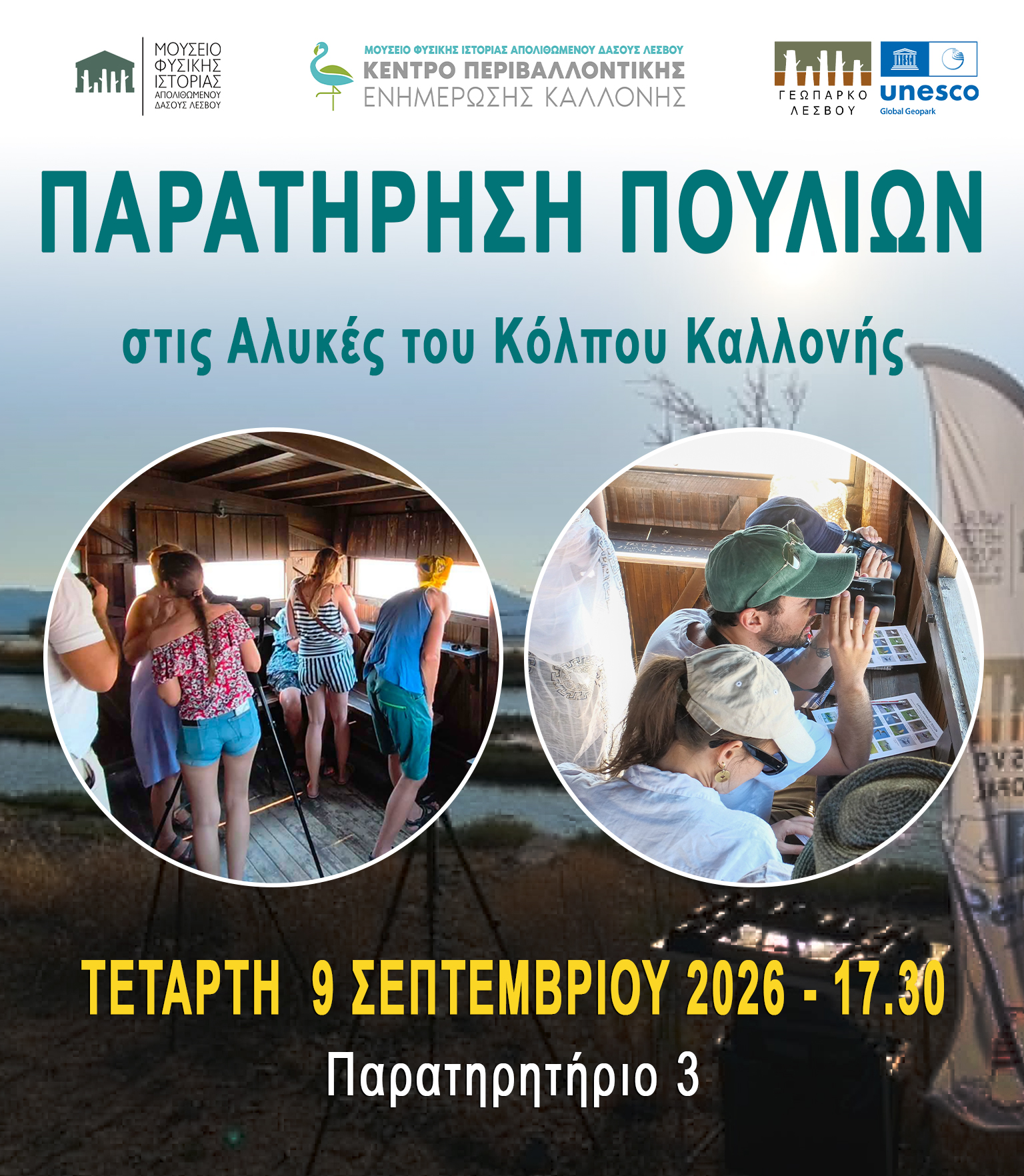 Δράση Ορνιθοπαρατήρησης ελάτε Να Γνωρίσουμε Τα Πουλιά Των Υγροτόπων Της Λέσβου